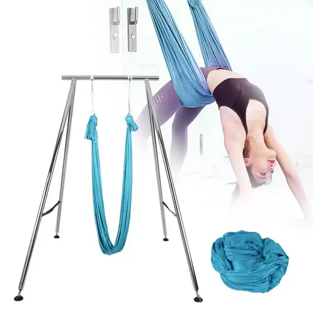 Hammock With Stand - Foldable Portable Height Adjustable Yoga Swing