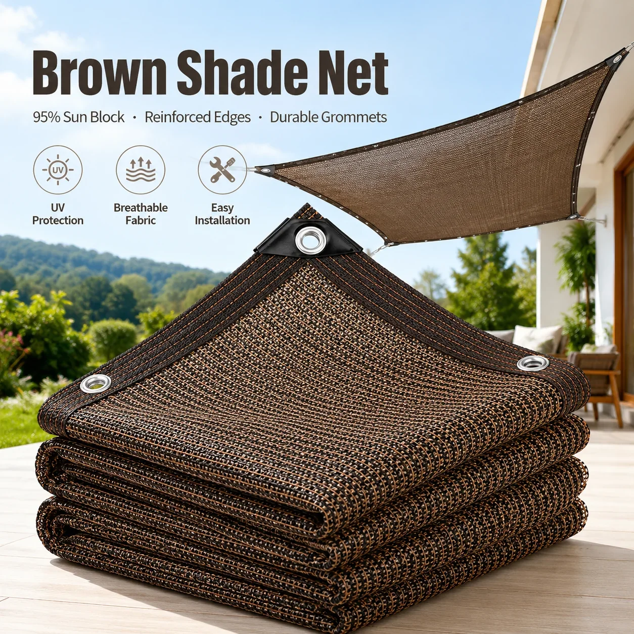 Outdoor Furniture Hdpe - Large Courtyard Shading Net – Coffee