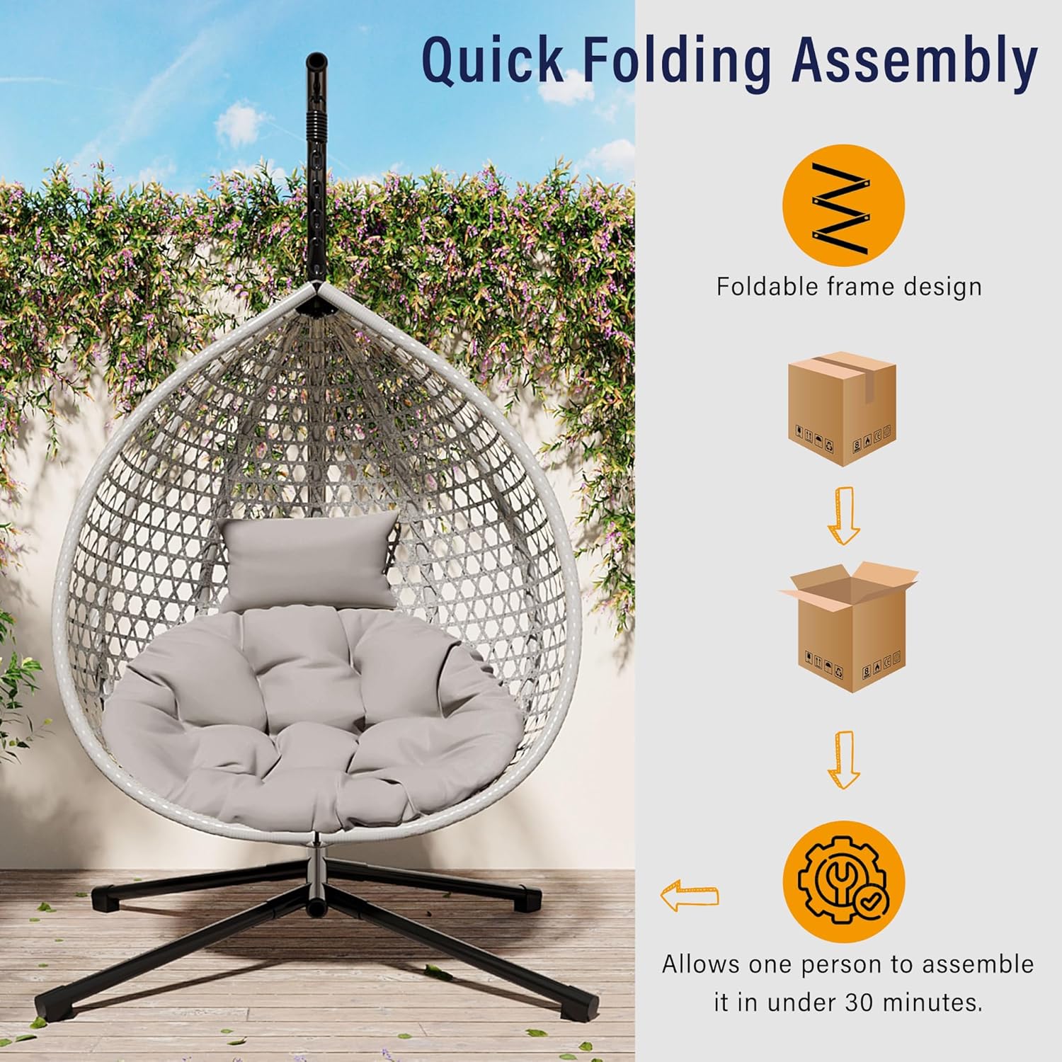 Foldable HDPE Rattan Hanging E - Outdoor Furniture Hdpe ulasan dan harga