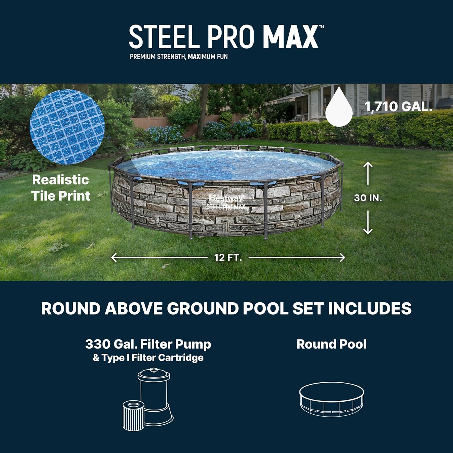 Steel Pro Max 12 Foot x 30 Inc - Outdoor Furniture For Pool ulasan dan harga