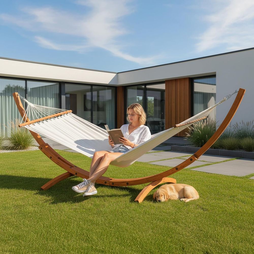 Double Hammock Set with Curved - Hammock With Stand ulasan dan harga