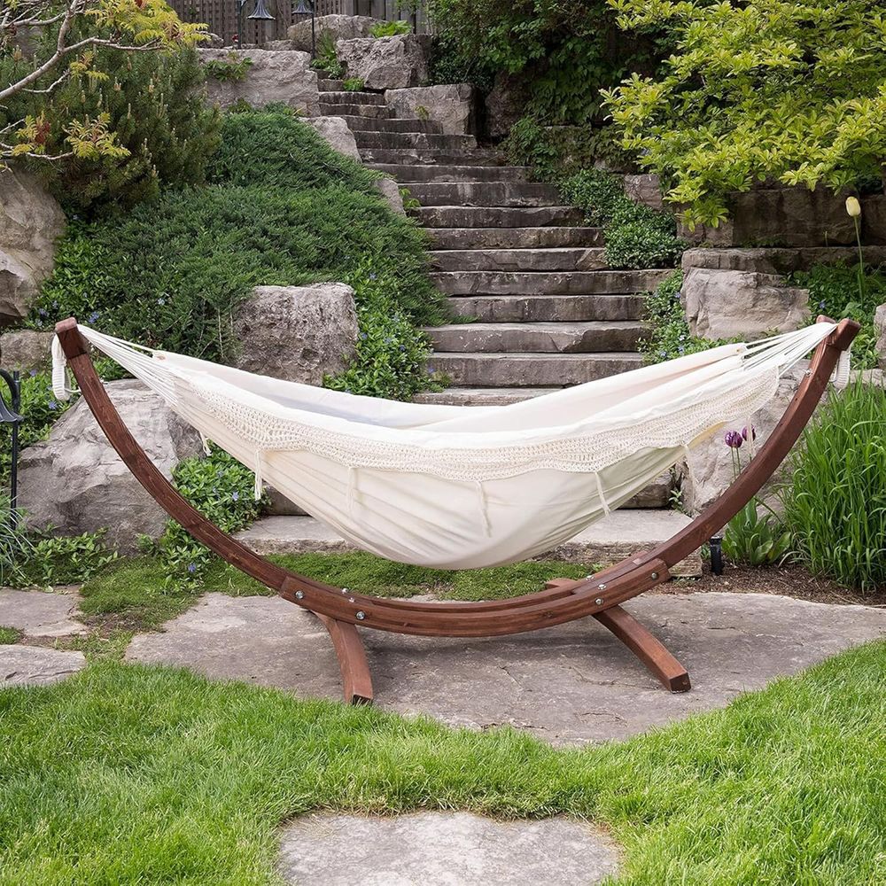 Double Cotton Hammock with Sol - Hammock With Stand ulasan dan harga