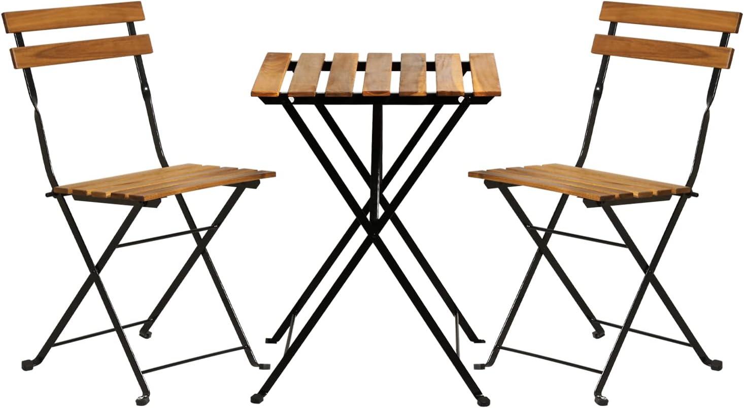 Natural wood 3-piece folding p - Outdoor Furniture Table ulasan dan harga