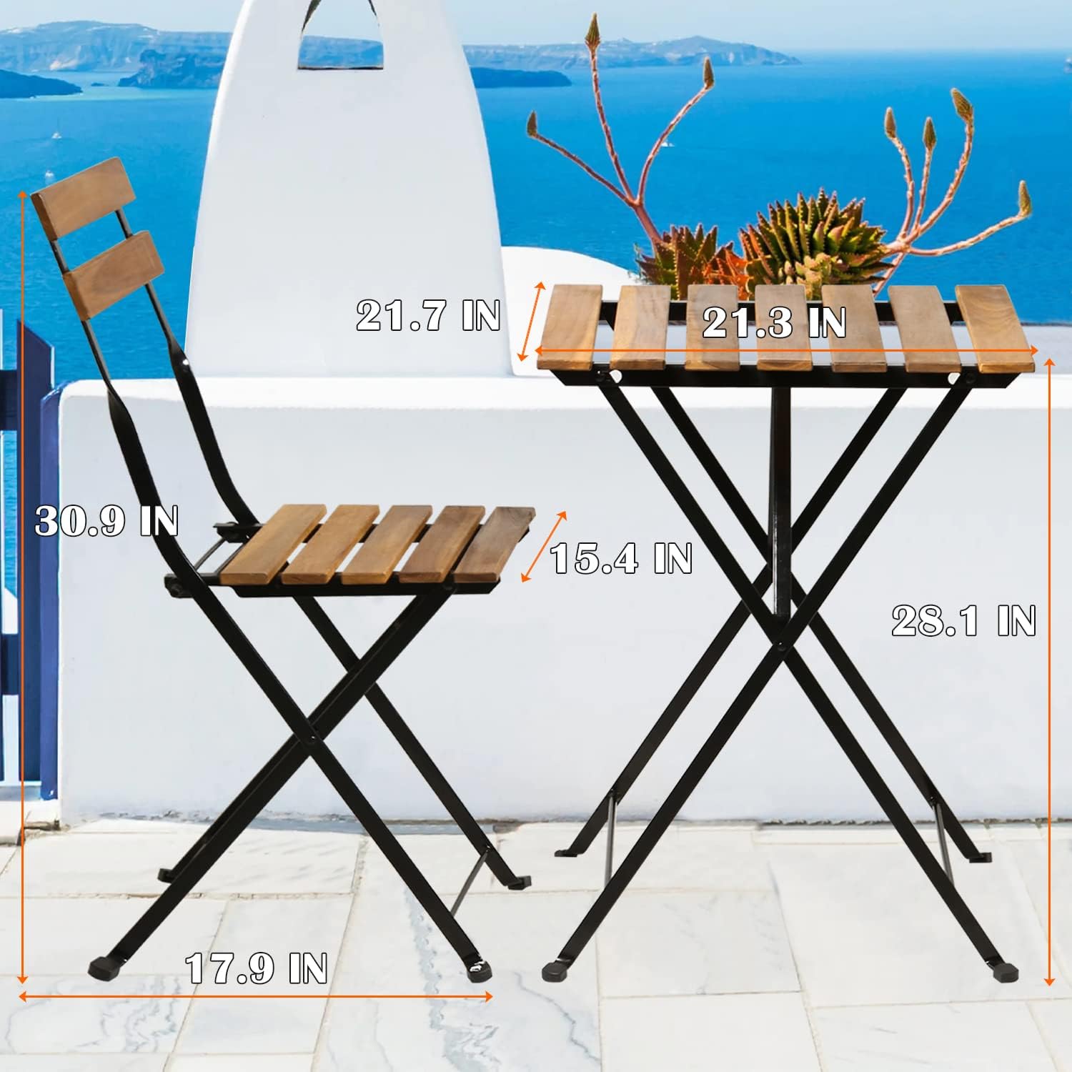 Natural wood 3-piece folding p - Outdoor Furniture Table ulasan dan harga