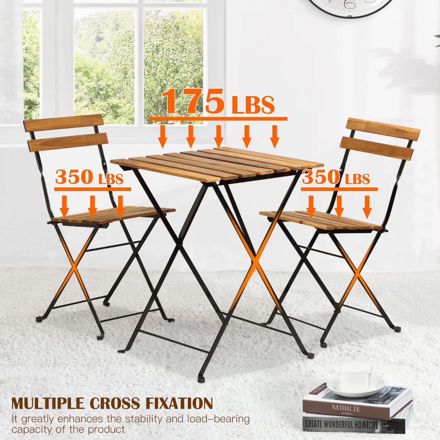 Natural wood 3-piece folding p - Outdoor Furniture Table ulasan dan harga
