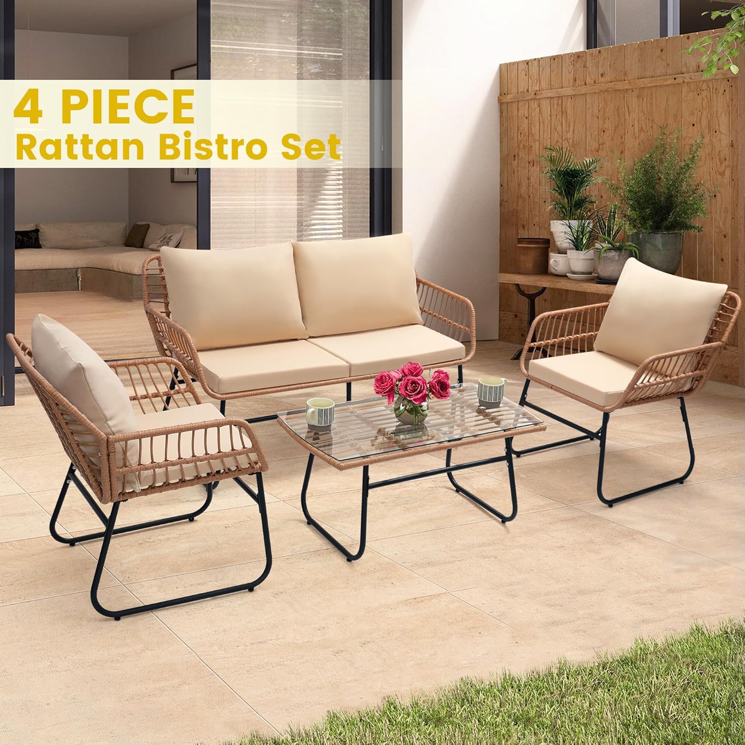 4 Piece Patio Bistro Outdoor F - Outdoor Furniture On Sale ulasan dan harga