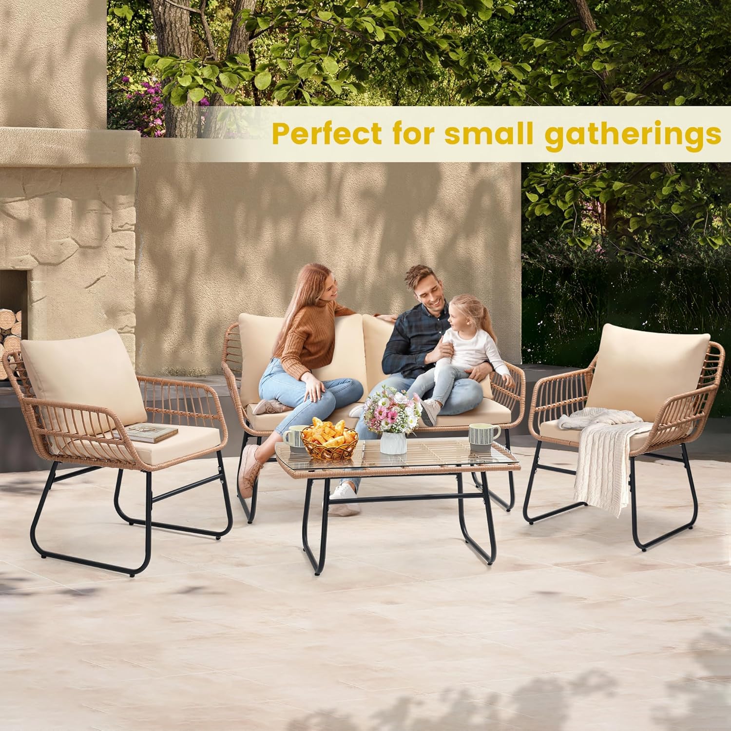 4 Piece Patio Bistro Outdoor F - Outdoor Furniture On Sale ulasan dan harga