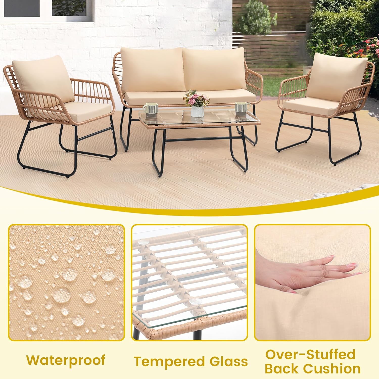 4 Piece Patio Bistro Outdoor F - Outdoor Furniture On Sale ulasan dan harga