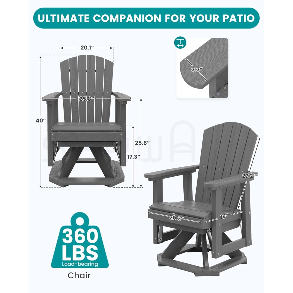 Adirondack Swivel Glider Chair - Outdoor Furniture Hdpe ulasan dan harga