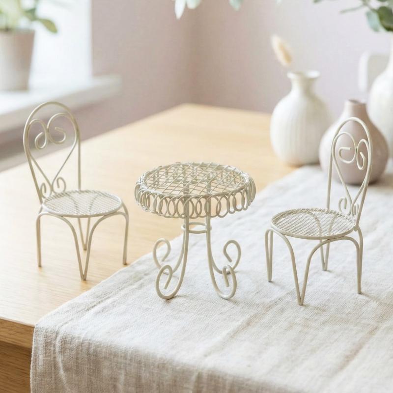 1/3Pcs Dollhouse Garden Displa - Outdoor Furniture Table ulasan dan harga