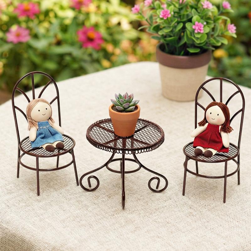 1/3Pcs Dollhouse Garden Displa - Outdoor Furniture Table ulasan dan harga