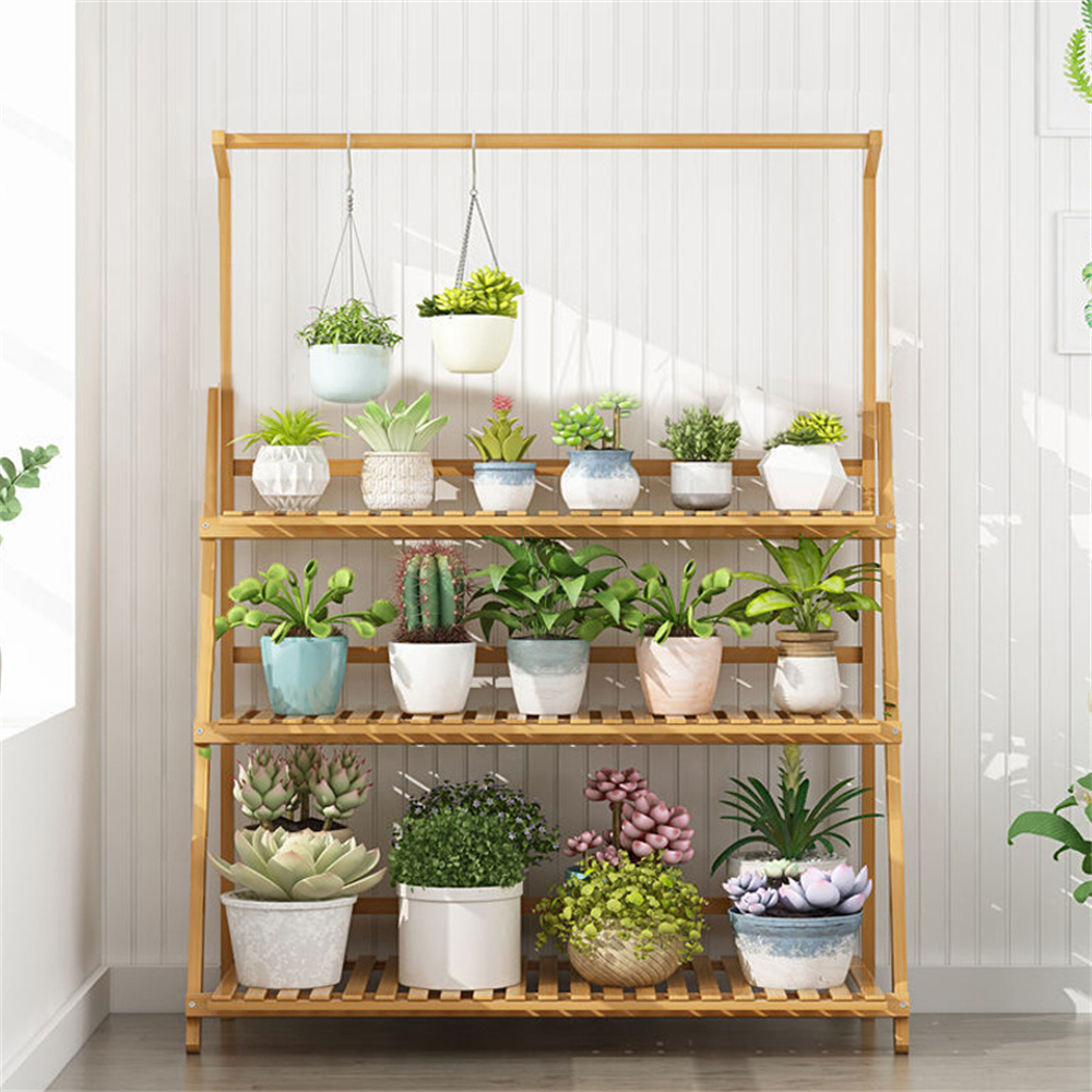 Folding Bamboo Plant Stand, Fl - Outdoor Furniture On Sale ulasan dan harga