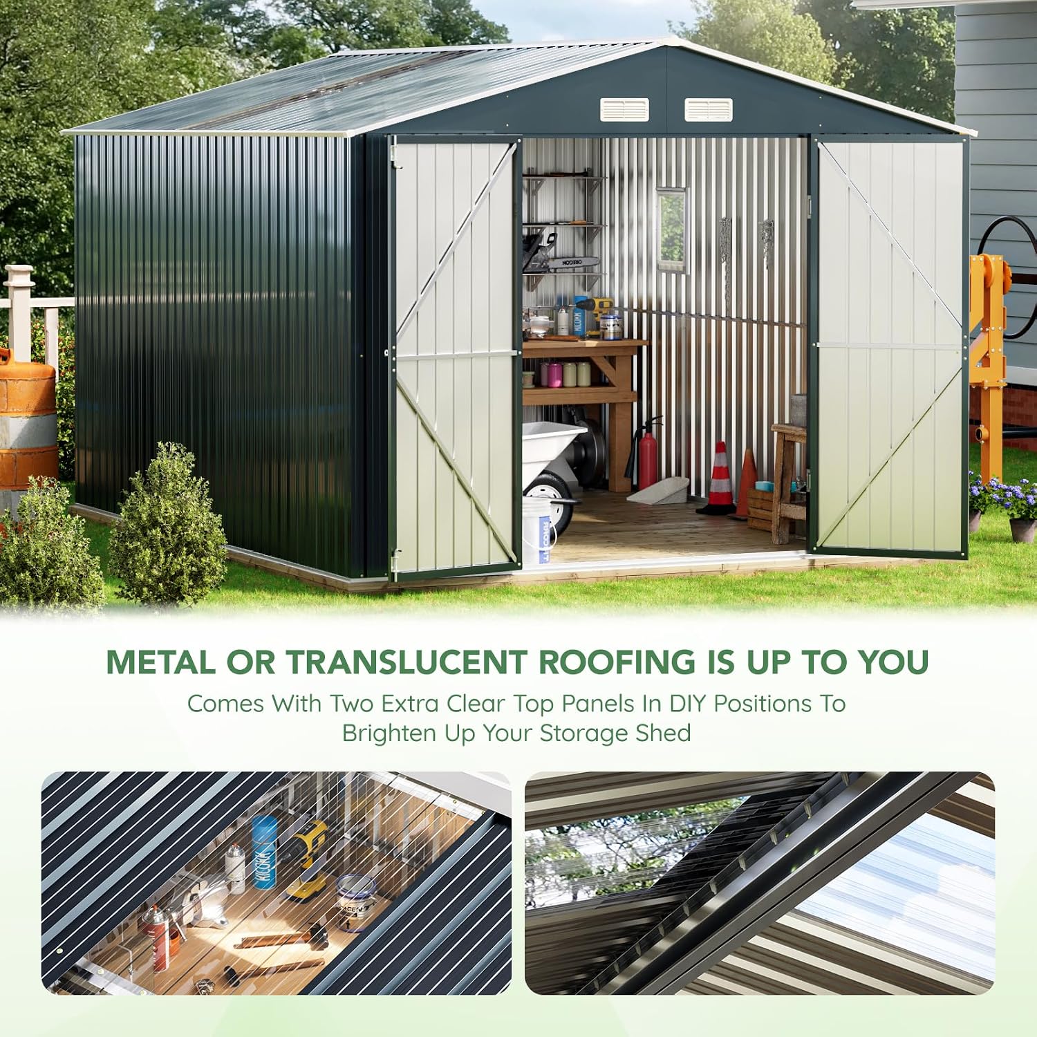 10x12X7.5FT Outdoor Steel Stor - Outdoor Furniture With Storage ulasan dan harga