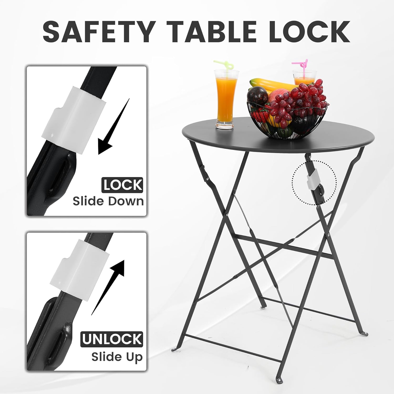 Space-saving black 3-piece fol - Outdoor Furniture Table ulasan dan harga
